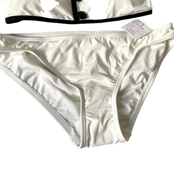 Kate Spade Contrast Trim Bandeau Bikini Swim Set NWTs Large Cream Ivory Black - Picture 4 of 10